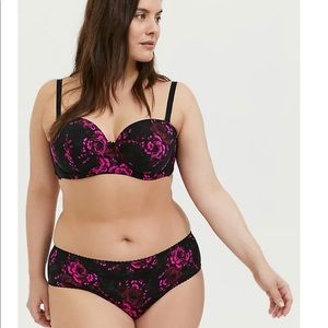 Floral Skull Multiway Strapless Microfiber Push Up